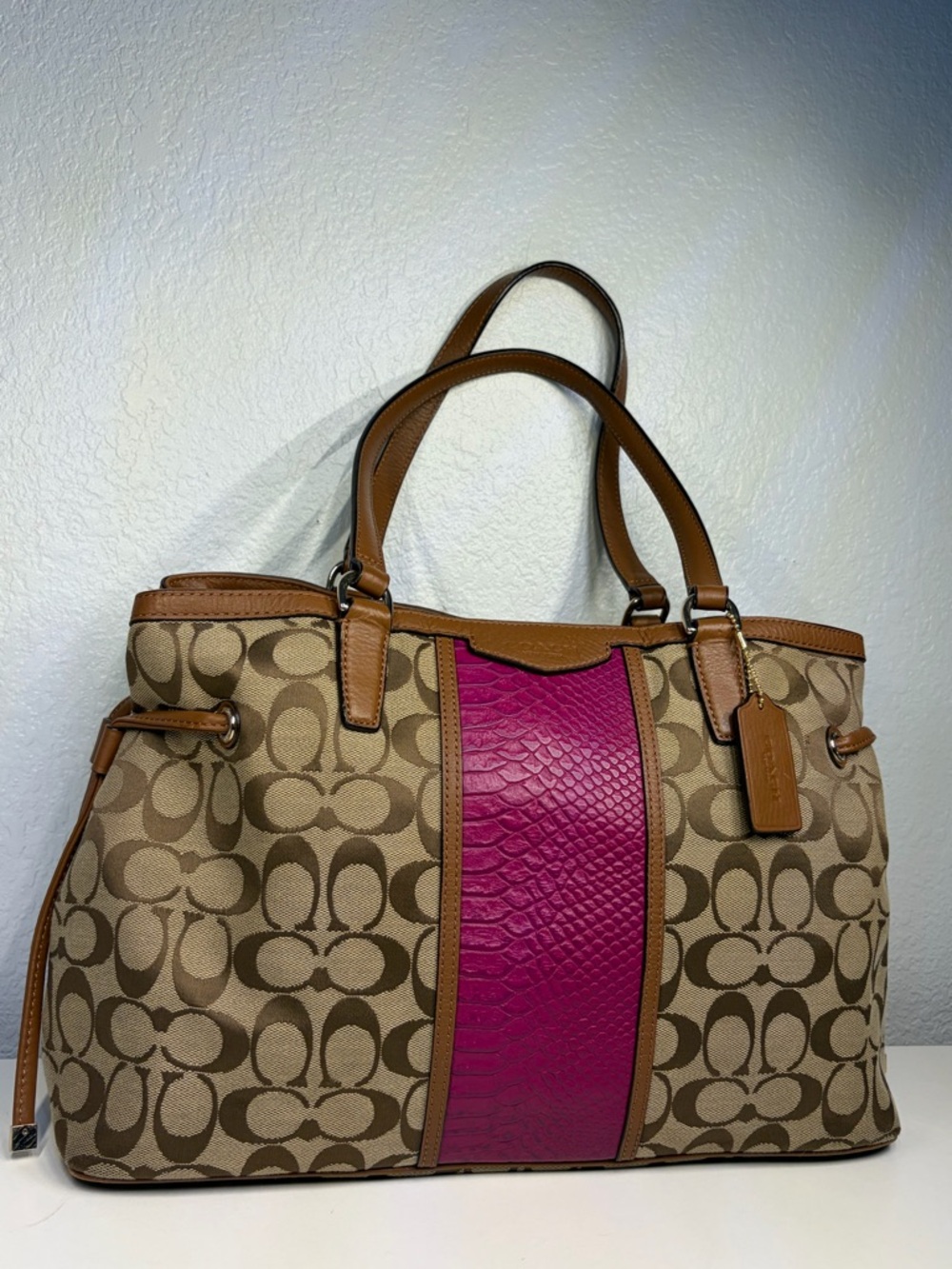 Coach Stripe Drawstring Carryall Shoulder Bag - Picture 2 of 16